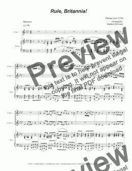 page one of Rule, Britannia! (Duet for C-Instruments)