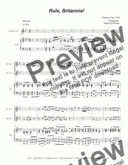 page one of Rule, Britannia! (Duet for Bb-Trumpet)