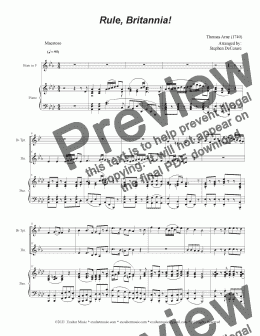 page one of Rule, Britannia! (Duet for Bb-Trumpet and French Horn)
