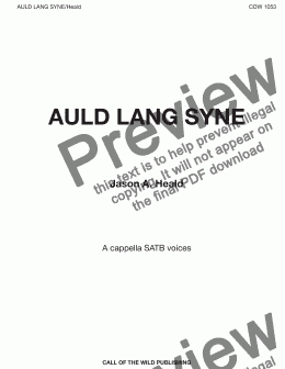 page one of "Auld Lang Syne" for a cappella SATB voices