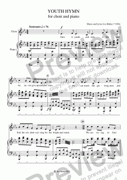 page one of YOUTH HYMN for choir and piano