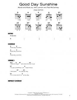 page one of Good Day Sunshine (Really Easy Guitar)