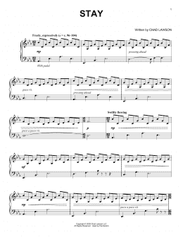 page one of Stay (Piano Solo)