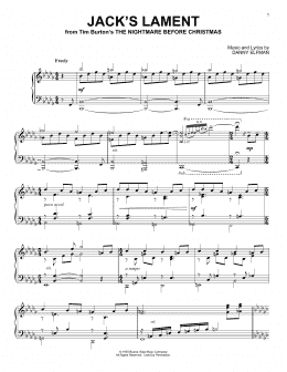 page one of Jack's Lament (from The Nightmare Before Christmas) (Piano Solo)