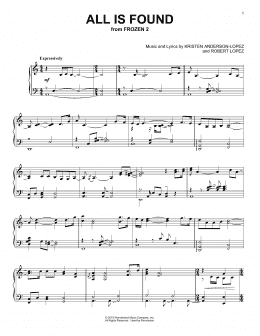 page one of All Is Found (from Disney's Frozen 2) (Piano Solo)