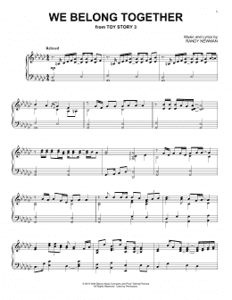 page one of We Belong Together (from Toy Story 3) (Piano Solo)