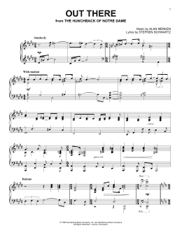 page one of Out There (from Disney's The Hunchback Of Notre Dame) (Piano Solo)