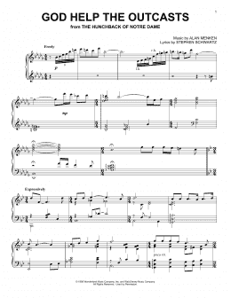 page one of God Help The Outcasts (from The Hunchback Of Notre Dame) (Piano Solo)