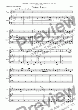 page one of DISTANT LANDS for Flute & Piano