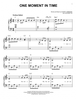 page one of One Moment In Time (Easy Piano)
