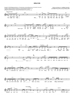 page one of Hold On (Lead Sheet / Fake Book)
