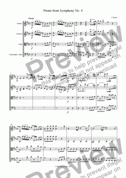 page one of Presto from Symphony No. 4