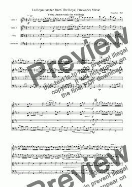 page one of La Rejousissance -String Quartet Music for Weddings