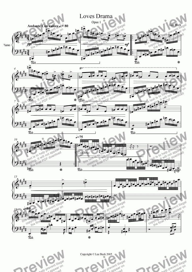 page one of Loves Drama Op.1
