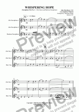 page one of WHISPERING HOPE - Saxophone Trio