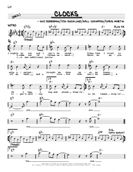 page one of Clocks (Real Book – Melody, Lyrics & Chords)