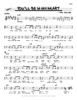page one of You'll Be In My Heart (Pop Version) (from Tarzan) (Real Book – Melody, Lyrics & Chords)