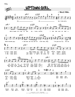 page one of Uptown Girl (Real Book – Melody, Lyrics & Chords)