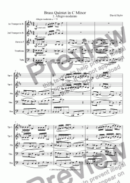 page one of Brass Quintet in C Minor: I. Allegro moderato