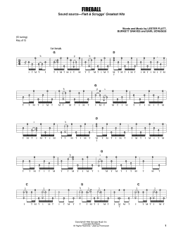 page one of Fireball (Banjo Tab)