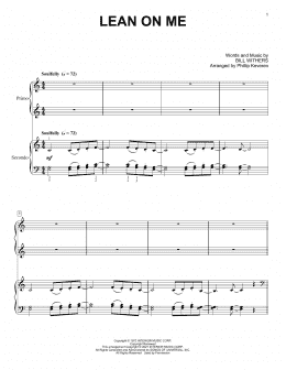 page one of Lean On Me (arr. Phillip Keveren) (Piano Duet)