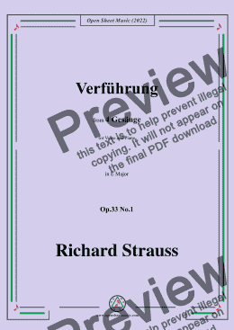 page one of Richard Strauss-Verführung,in E Major,Op.33 No.1,for Voice and Piano