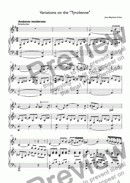 page one of Arban - Variations on a Tyrolean Song for trumpet Bb & piano