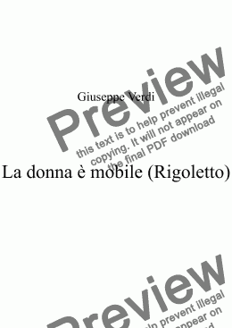 page one of La donna è mobile (Rigoletto) - Verdi_C major key (or relative minor key)