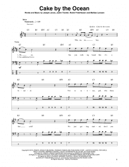 page one of Cake By The Ocean (Bass Guitar Tab)