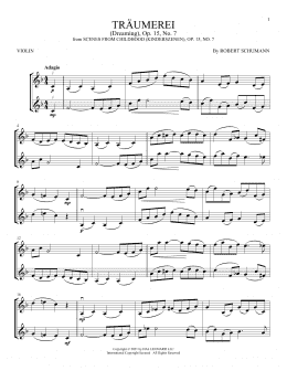 page one of Traumerei (Dreaming), Op. 15, No. 7 (Violin Duet)