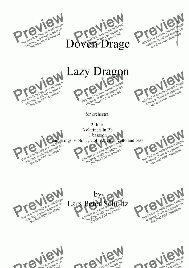 page one of Doven Drage / Lazy Dragon for Orchestra