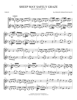 page one of Sheep May Safely Graze (Violin Duet)