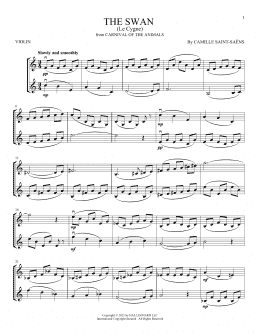 page one of The Swan (Le Cygne) (Violin Duet)