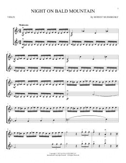 page one of Night On Bald Mountain (Violin Duet)