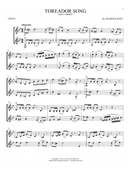 page one of Toreador Song (Violin Duet)