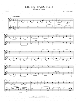 page one of Liebestraum No. 3 (Dream Of Love) (Violin Duet)