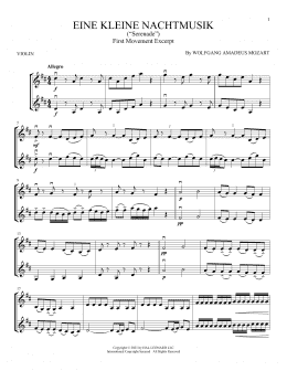 page one of Eine Kleine Nachtmusik ("Serenade"), First Movement Excerpt (Violin Duet)