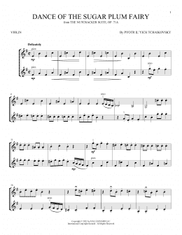 page one of Dance Of The Sugar Plum Fairy, Op. 71a (from The Nutcracker) (Violin Duet)