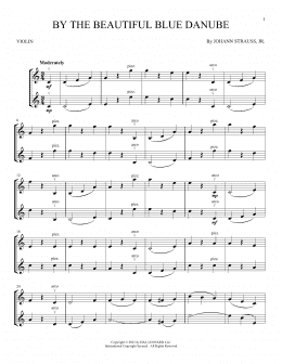 page one of By The Beautiful Blue Danube (Violin Duet)