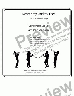 page one of Nearer my God to Thee - Trombone Quartet
