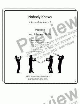 page one of Nobody Knows - Trombone Quartet