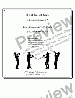 page one of Il est bel et bon - Trombone Quartet