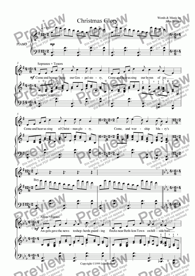 page one of Christmas Glory (SATB version)