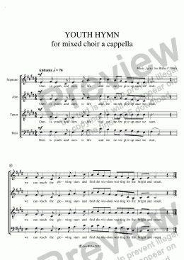 page one of YOUTH HYMN for mixed choir a cappella