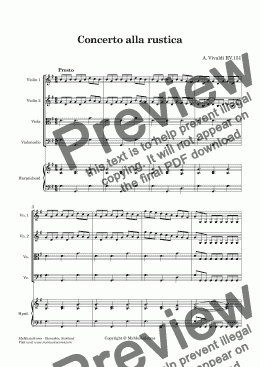 page one of Vivladi Concerto Rustica RV151 for String Orchestra