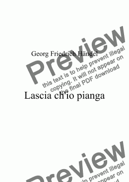 page one of Lascia che io pianga (Händel) B major key (or relative minor key)