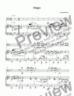 page one of 	Albinoni - Adagio  for trombone & piano