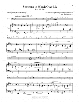 page one of Someone To Watch Over Me (from Oh, Kay!) (Cello and Piano)