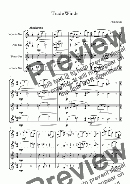 page one of Trade Winds - Saxophone Quartet