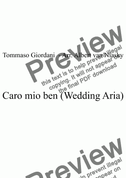 page one of Tommaso Giordani _ Caro mio ben (Wedding Aria)_Cb major key (or relative minor key)